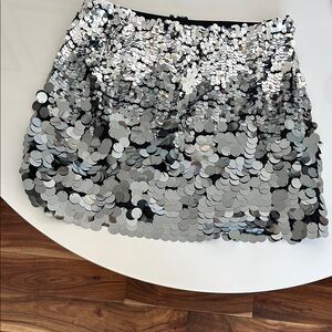 H&M Silver Sequin Mini Skirt